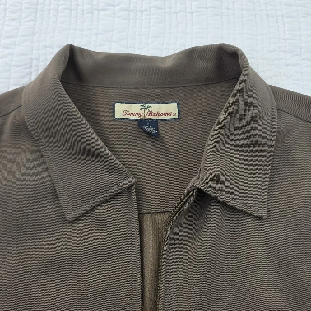 Tommy Bahama 100% Silk Full Zip Jacket‎ Mens M Slick Green Rayon Lined NEW NWT